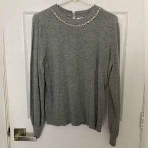 Liz Claiborne M size, crew neck, long sleeve gray sweater.